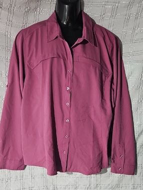 NWOT Womens Pacific Trail XXL Button-Up Blouse Shirt W/ 3/4 Roll Sleeves